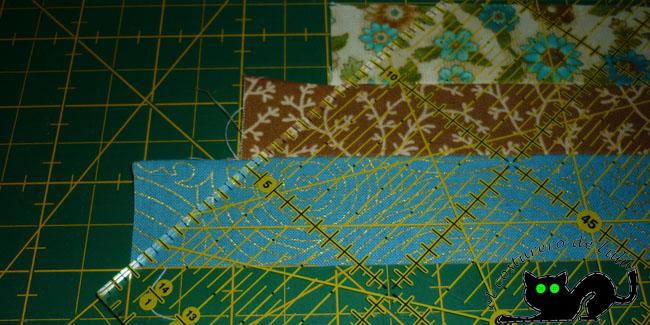 Colocamos las tiras en el plano de corte a 45 grados