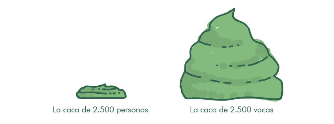 gráfico caca de vaca vs. caca de humano