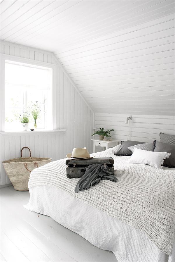 Dormitorio neo Rústico Escandinavo blanco