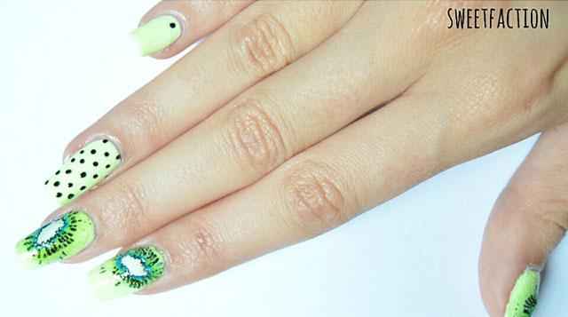 uñas decoradas con kiwi paso a paso