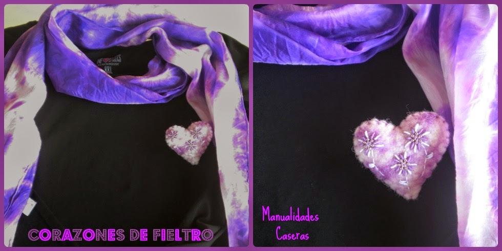 Manualidades Caseras Inma Corazón de fieltro de color violeta 
