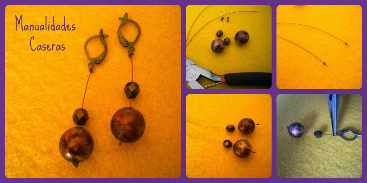 Manualidades Caseras Inma Proceso de como hacer pendientes de piedras con hilo de metal 
