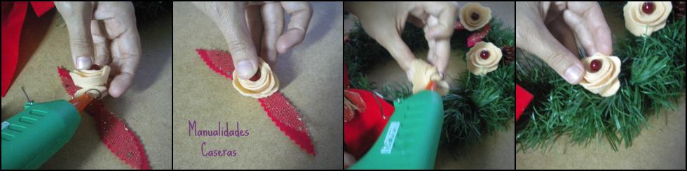 Manualidades Caseras Inma_ Como pegar la decoración de fieltro en una corona de navidad low cost 