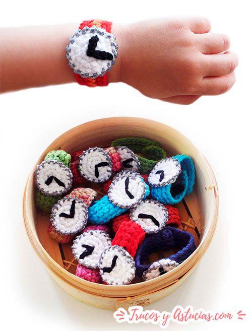 relojes de crochet para niños y adultos de colores