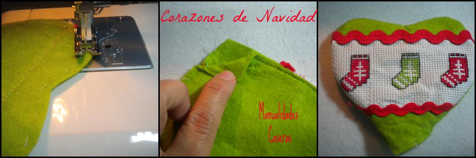 Manualidades Caseras Faciles como se hace un corazón de fieltro y punto de cruz para navidad