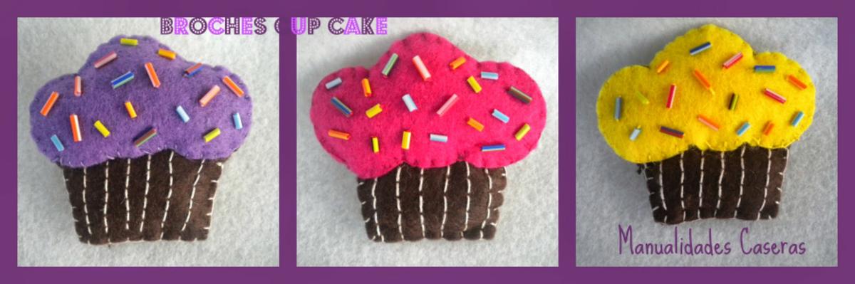 Manualidades Caseras Faciles Diferentes modelos de Broche Cup Cake de fieltro