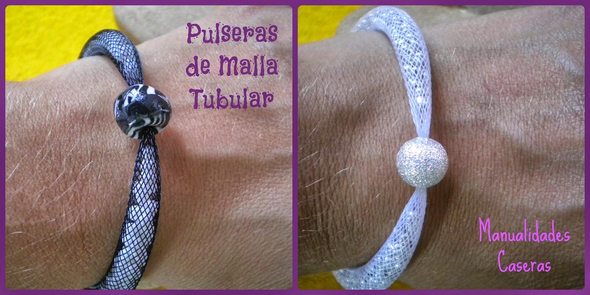 Manualidades Caseras Faciles Pulsera de malla tubular y rocalla de cristal