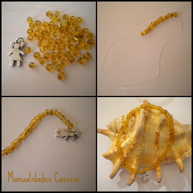 Manualidades Caseras faciles como hacer Pulseras con abolorios de colores