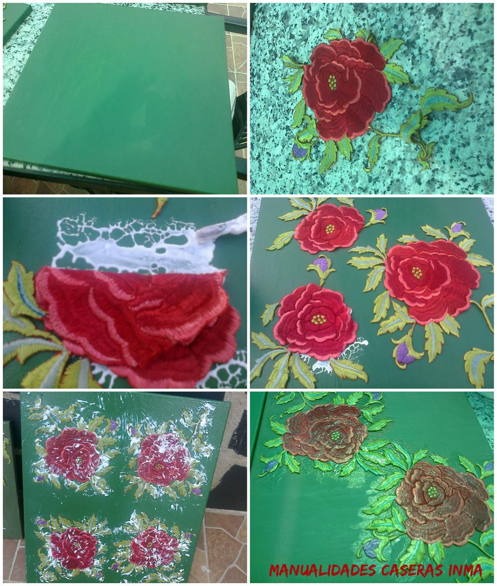 Manualidades Caseras Inma_ Cuadro rosas recicladas de un manton de manila _tutorial 