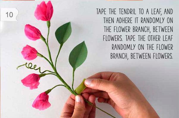 flores del guisante hechas con papel de seda (tissue paper) para decorar en casa