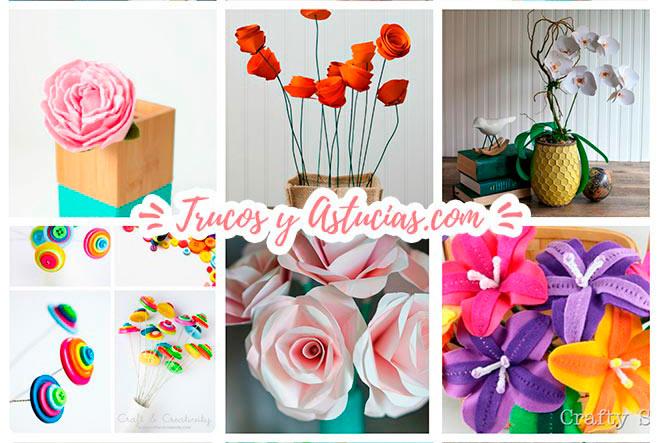 44 Flores de papel y fieltro para hacer con Manualidades