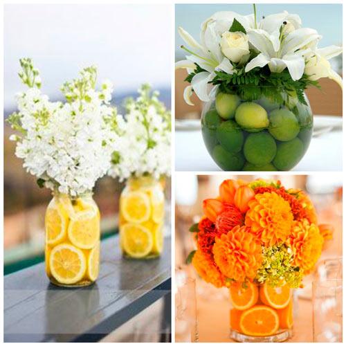 ideas de centros de mesa elegantes, floral diy con frutas