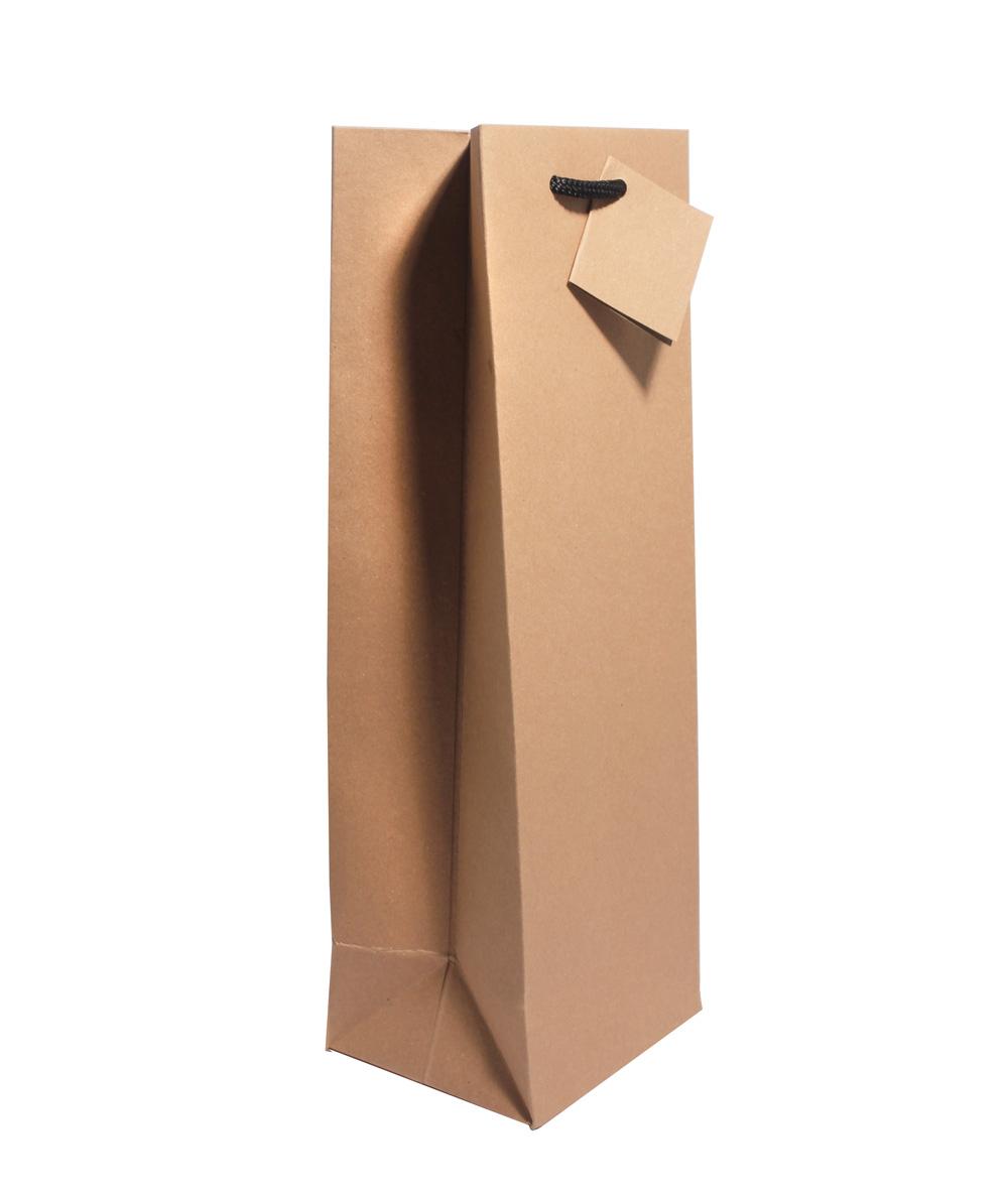 Bolsa kraft para botellas con etiqueta