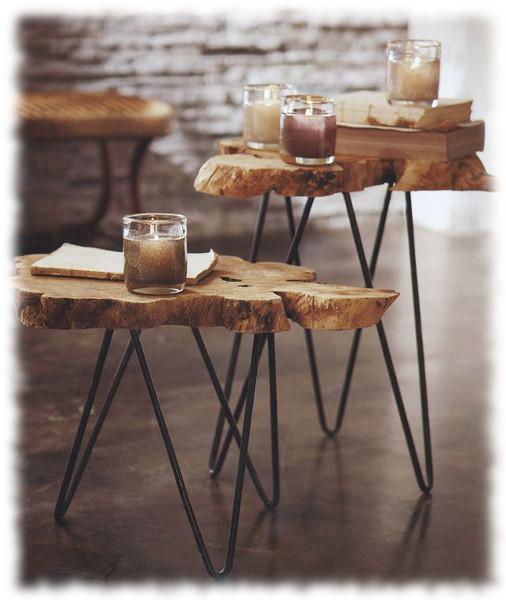 Mesitas auxiliares de troncos