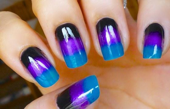 uñas en degrade 3 colores