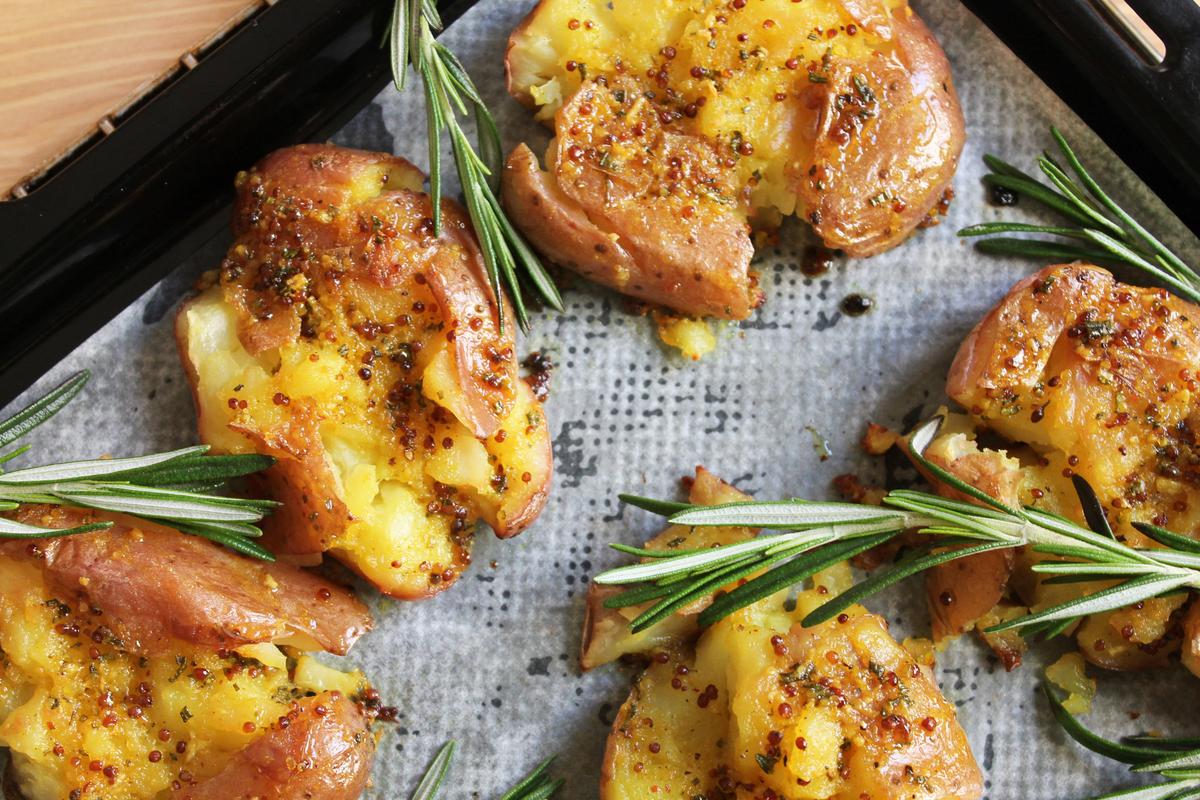 RECETA PATATAS MOSTAZA PASO A PASO CRASHED SMASHED POTATOES