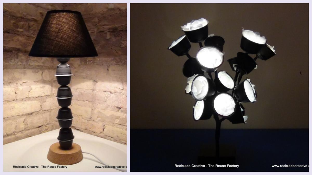 Lámparas con cápsulas de café recicladas
