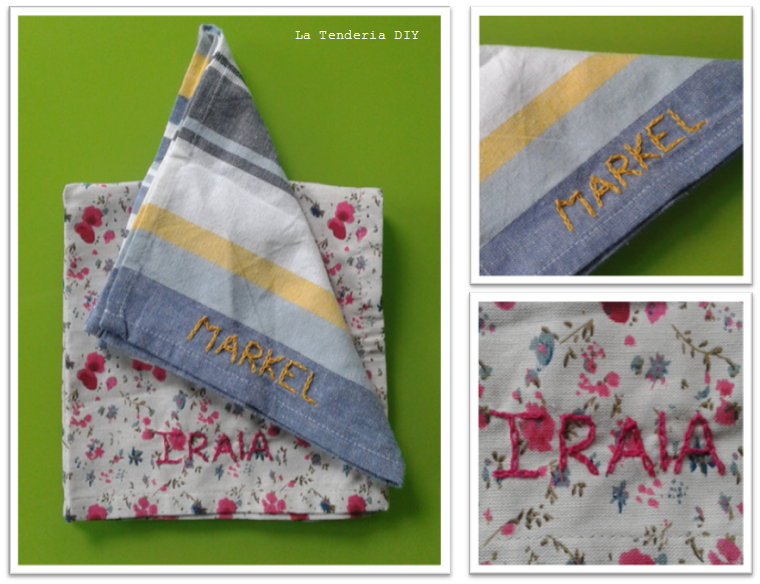 (3) La Tenderia DIY_Servilletas con bordado cadeneta para el comedor