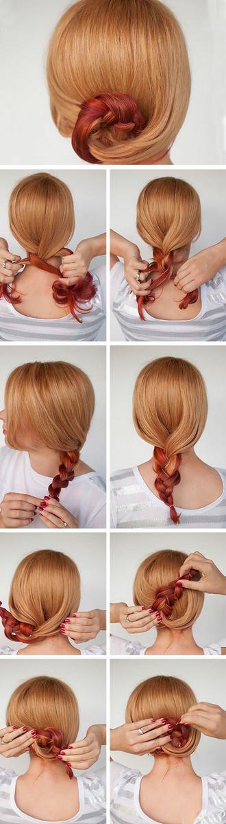 hermosa trenza de colores recogida