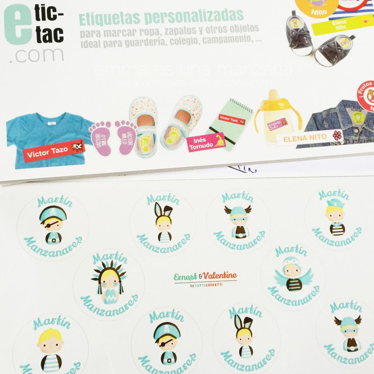 Etiquetas con nombre para pegar en sus cosas de eticetac por tutticonfetti