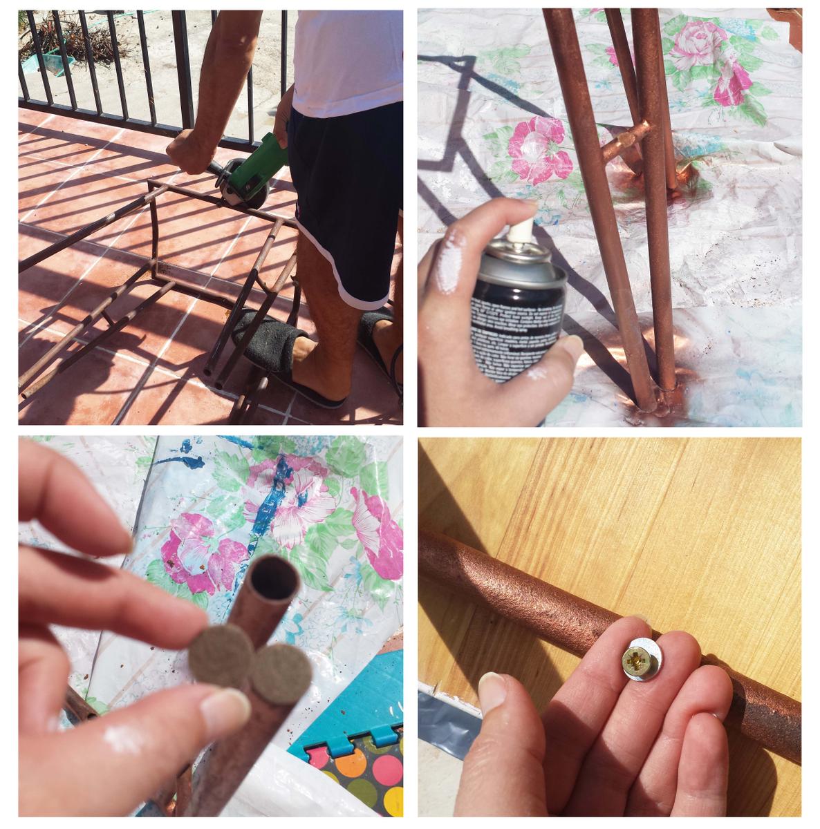 Mesita auxiliar DIY - Pasos para restaurar la estructura de hierro