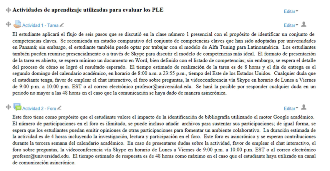 Figura 1 (1 de 2): Actividades de aprendizaje y su impacto en el PLE de los estudiantes - (c) Rodrigo Durán, Christian A. Estay-Niculcar, Concepción Cranston