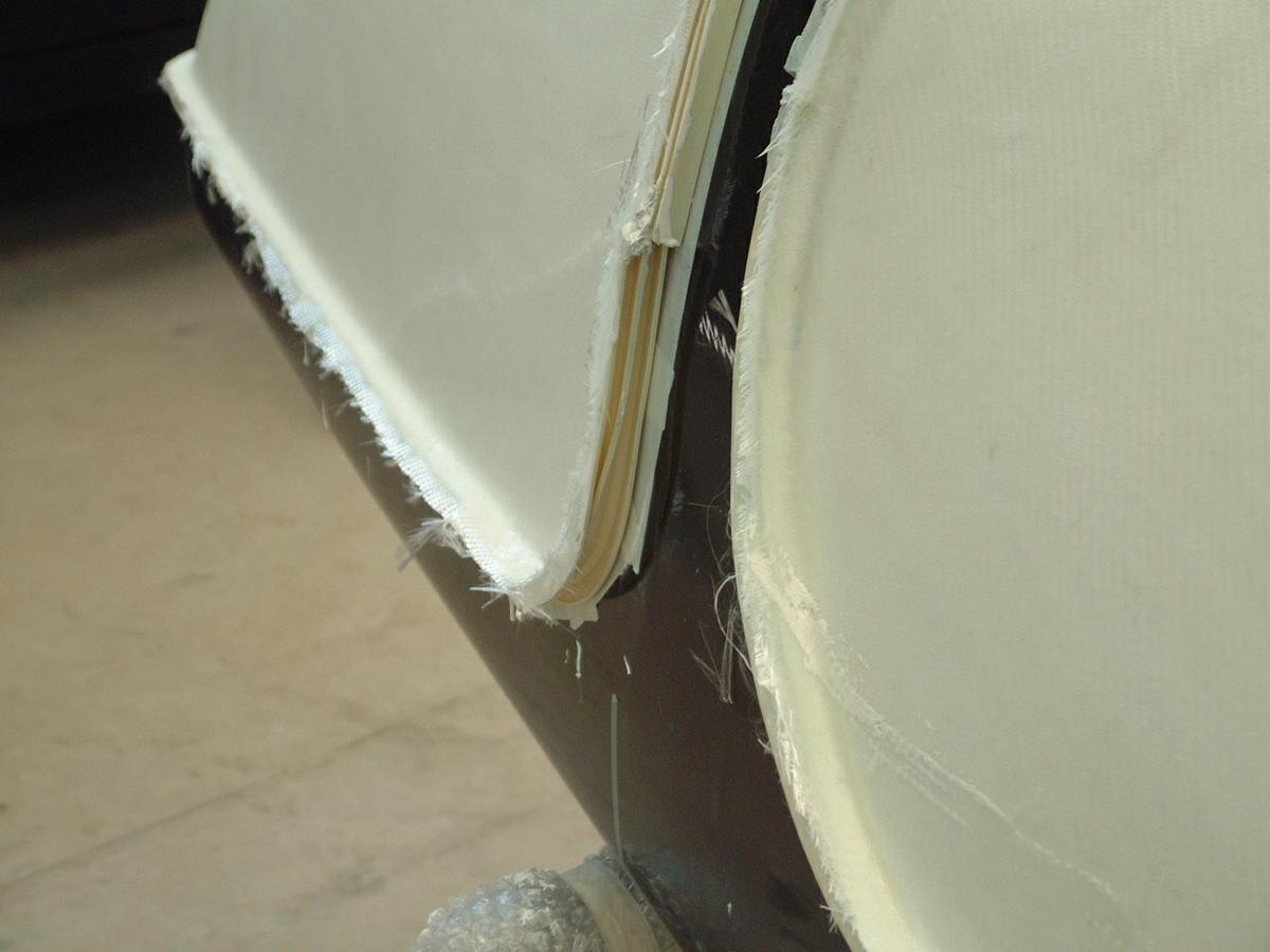 Detalle del plastico delimitador del borde