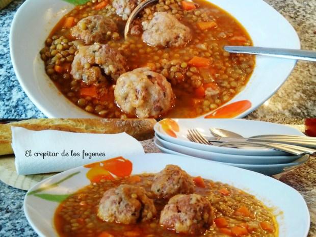 lentejas con albóndigas