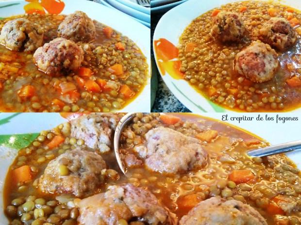 lentejas con albóndigas