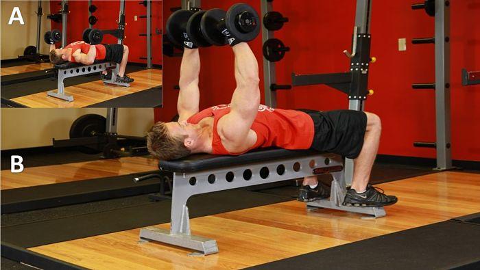 press de banco con mancuernas