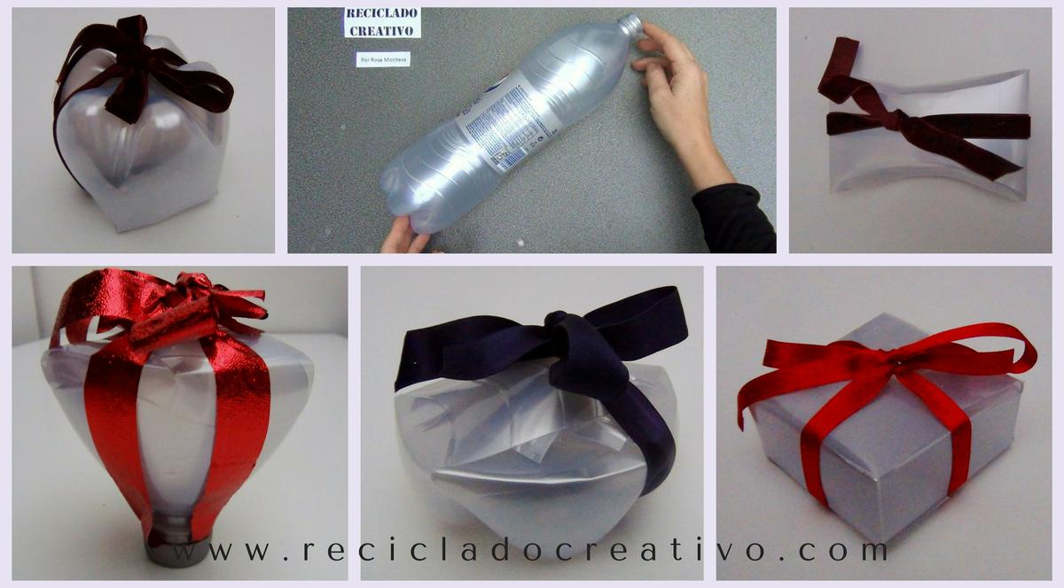 Cajas de regalo, bomboneras y dulceros realizados con botellas de plástico. Reciclado, reciclaje, recycling