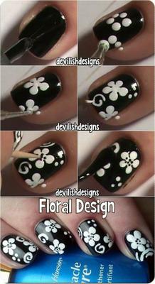 tutorial de u&ntilde;as blanco y negro