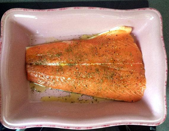 salmón sazonado para hornear