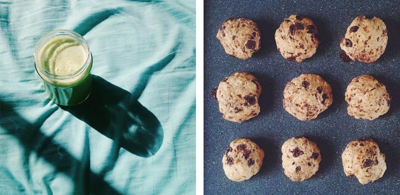 batido y galletas veganas de chips de chocolate