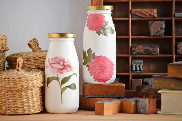 Botella-decorada-con-decoupage---Milk-Bottles