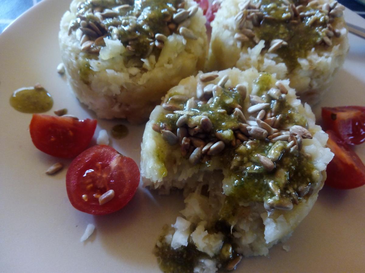 Yuca con pesto