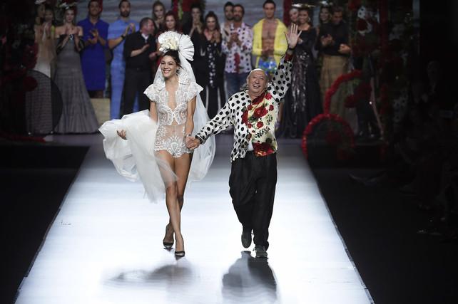 Designer Francis Montesinos wears at collection runway a creation fromFrancis Montesinos during Pasarela Cibeles - Mercedes-Benz Fashion Week Madrid 2015, in Madrid, on Friday 18th September, 2015.