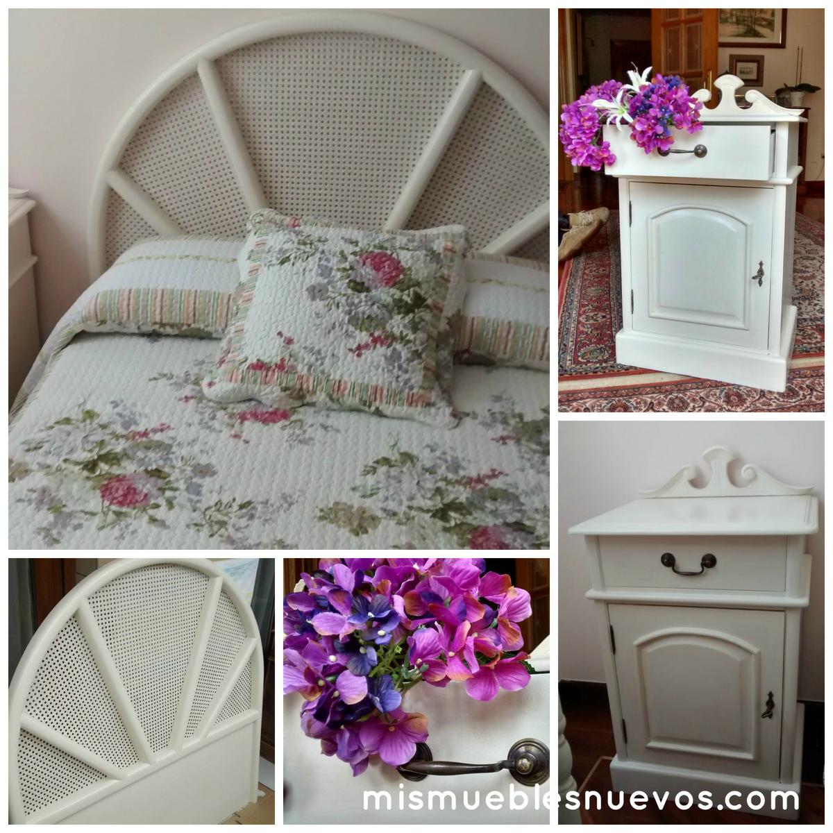 Mesita y cabecer rejilla pintados