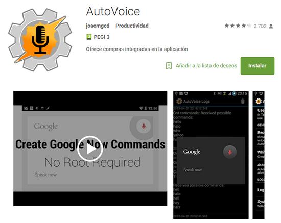Instalar app AutoVoice en Android y PC