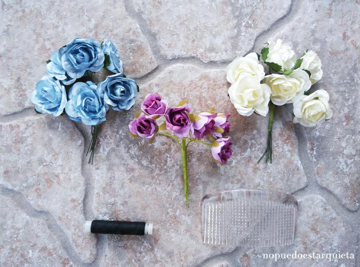 Peineta de flores DIY. Adornos para el pelo. wedding. Bodas.