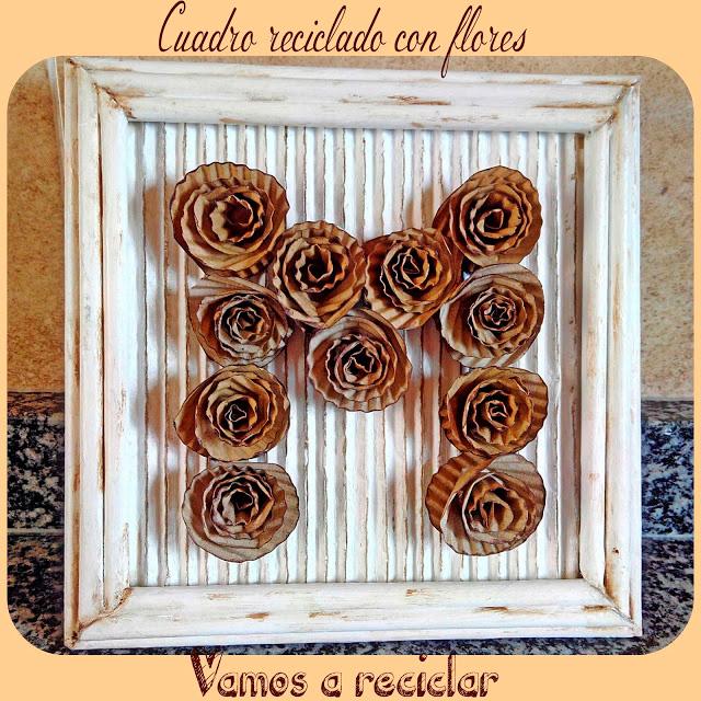 Cuadro-reciclado-con-flores-de-carton