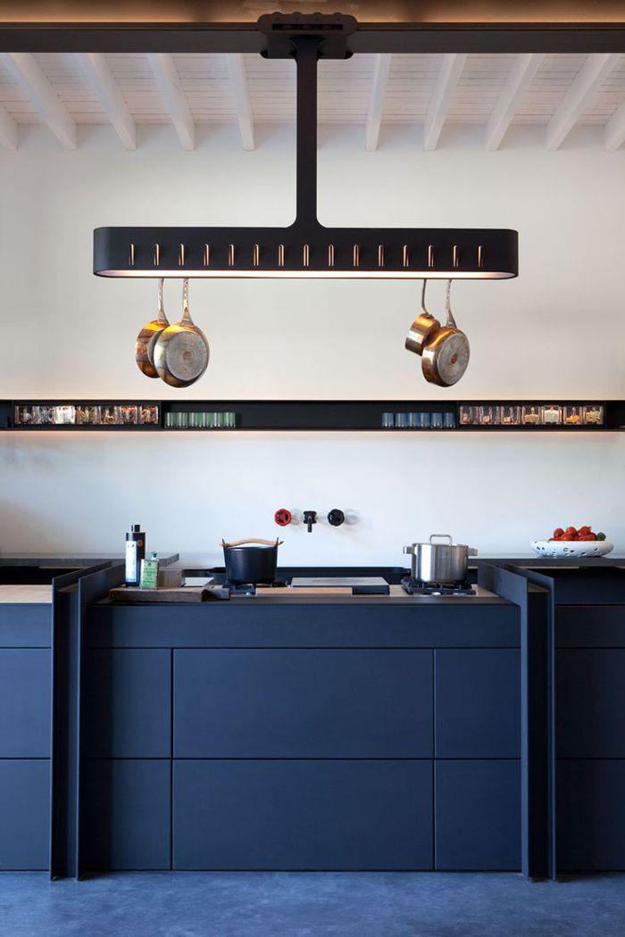 Cocinas Azul Oscuro con Blanco