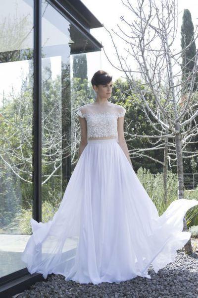 vestido de novia con crop-top