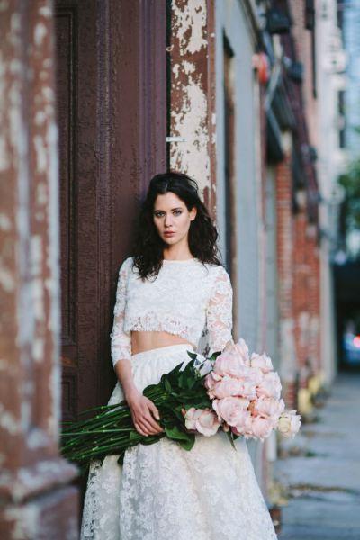 vestido de novia con crop-top