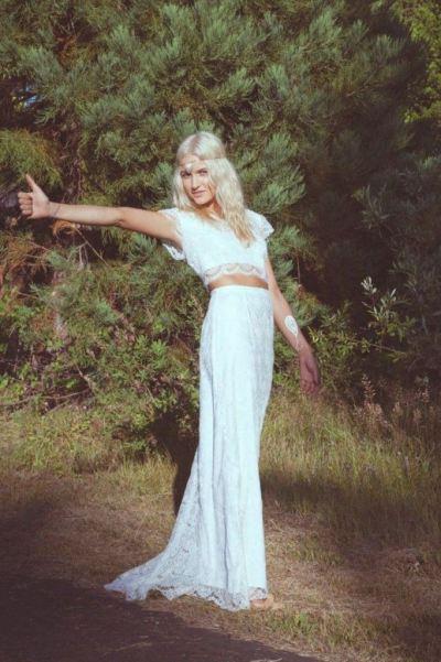 vestido de novia con crop-top