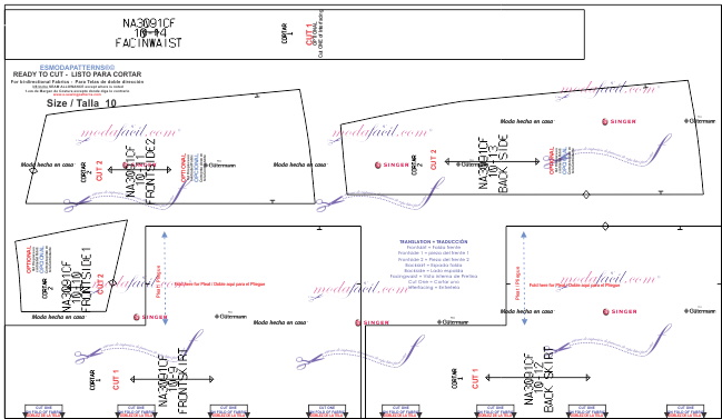 Descarga gratis los Moldes de blusa, chaleco y falda tipo casual para niñas y jovencitas disponible en 7 tallas desde los 2 años hasta los 14 años