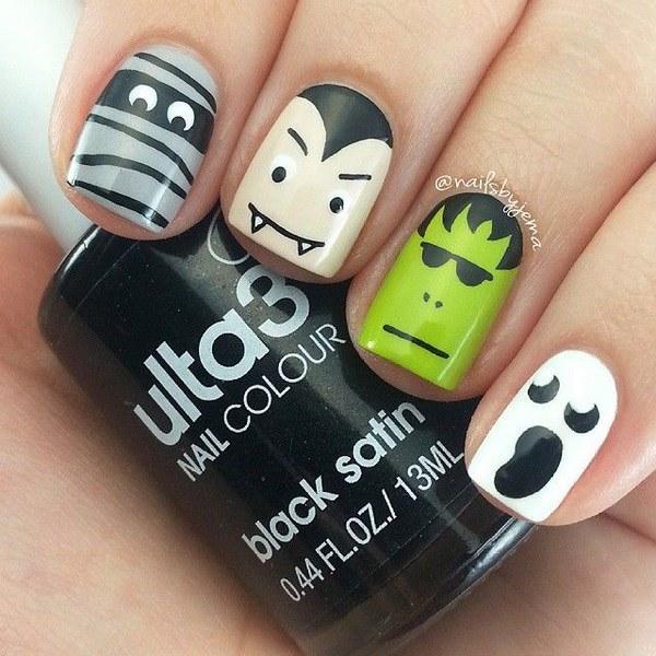 personajes de halloween en tus uñas
