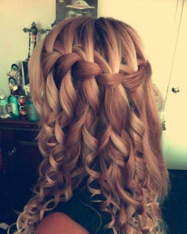 peinado en caida de agua cabello ondulado