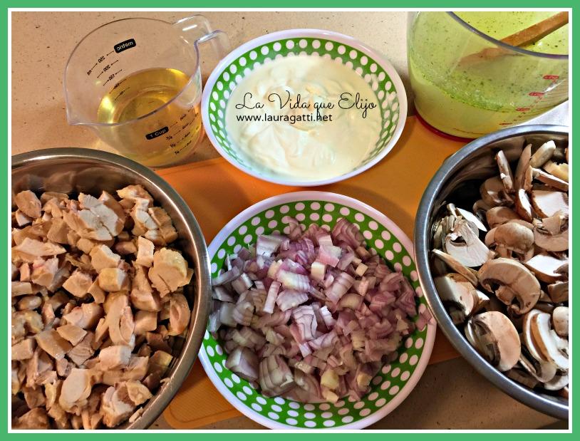 pollo crema hongos - ingredientes