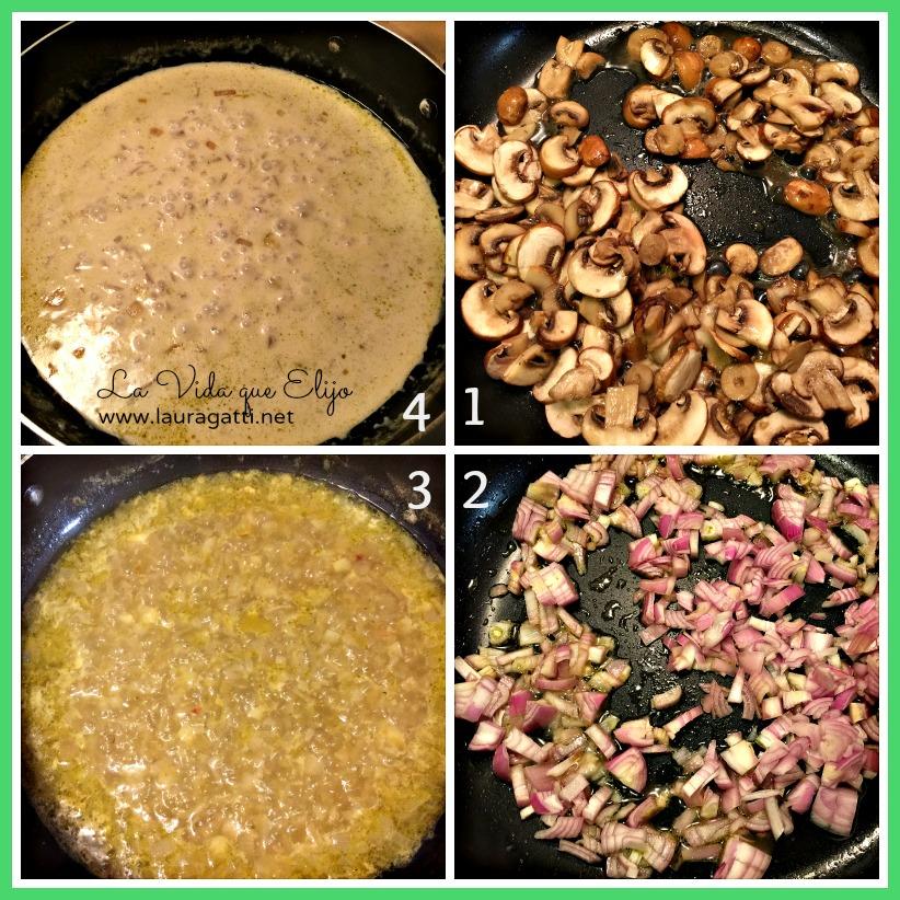 pollo crema hongos - preparación